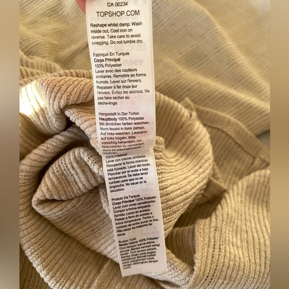 Topshop Women’s 10 Beige Knit Open Back Midi Dress Long Sleeve Bodycon Stretch - Picture 10 of 10